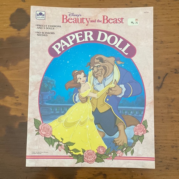 Vintage Other - Vintage Beauty and the Beast paper doll book uncut Disney 1991 princess prince